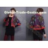 Autumn Intarsia Knit Women Poncho Sweater Cardigan Coat In Flower Leaf Pattern With Full Zip Up