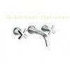 Wall Mounted 3 Hole Wash Basin Mixer Taps with Double Handles for Hotel