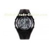 PU Band Daily Alarm Digital Wristwatch Stainless Steel Back Case
