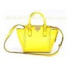 Yellow Summer Womens Leather Bag with removable shoulder strap