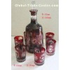 Red Party Decrotion Stemless Wine Glass cup and bottle wine Sets / with one bottle  4 Cups
