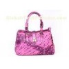 Pink Satchel Bag Womens Leather Tote Bags with Buckled Top Handles
