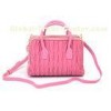 Fashion Soft Nylon Womens Leather Bag Shoulder Tote , Pink / Black