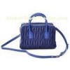 Custom Luxury Blue Womens Leather Bag with SheepSkin Trimming