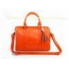 Smooth Orange Ladies Leather Handbags Small Duffle Bag with Cotton Lining