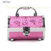 Round Aluminum Cosmetic Case Beauty Box Organizer Beautiful Pink Pattern Box