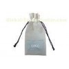 Food Cotton Drawstring Pouches , Blue Small Cloth Drawstring Bags