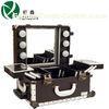Retro Style Trolley Lighted Makeup Station Train Case With Mirror And Lights