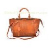 Toasted Almand Business Tote Bags with Zipper / Brown Leather Handbags