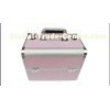 Pink Aluminum Makeup Storage Box Durable Double Locks Interlayer Women Beauty Case