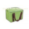 Green Non - Woven Square Insulation Portable Cooler Bag with Brown Handle