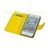 Yellow Leather Apple iPhone Protective Cases Shockproof Cell Phone Wallet Case