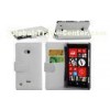 White Protective PU Leather Case Shock Proof Cellphone Wallet Case With Stand