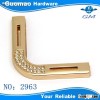 Hollow out metal corner brackets with rhinestone
