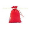 Eco Friendly Red Cotton Drawstring Pouch Bags Printing Customized