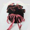 Black Jewelry Drawstring Pouch Customized Size , Round Drawstring Bag