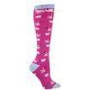 Cotton / Polyester Pink Knee High Tube Socks For Women With Cute Flying Pig Pattern