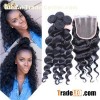 6A Grade Peruvian Virgin Hair With Closure 3 Hair Bundles With Lace Closures 8-30''''