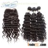 6A New Star Virgin Brazilian Deep Wave Hair Extensions Mixed Length With Closure Bleached Knots 4*4 