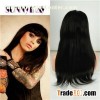 Sunnymay100% Virgin Peruvian Full Lace Human Hair Wigs With Bangs Straight Lace Front Wig For Black 