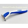 Stainless steel Triple blade manual shaving razor with rubber handle
