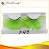 Green Strip Feather Natural False Eyelashes Handmade For Women