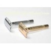 Manual silver safety single blade shaving razor for man , twist to open Head