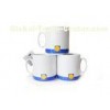 Goz white blue round high temperature Custom ceramic Mugs with simple decal 9OZ