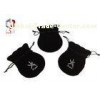 Black Oblong Velvet Jewelry Pouch With Drawstring For Jewelry