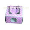Plastic Window Recycled Paper Boxes , Purple Portable Birthday Cake Box