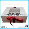 White Rigid Cardboard Paper Packaging Box with Red Ribbon and Clear Window on Top