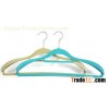 green Wholesale high quality custom creative plastic drying cheap velvet coat hangers with four line