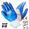 Nitrile Safety Gloves, Blue Half Coated