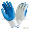 blue rubber coated work gloves