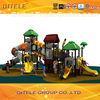 Attractive children used outdoor playground equipment for outside fun games