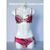 Ladies swimwear large size pink leopard polyester swim suit , 82% nylon swimsuits