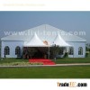 Big romantic wedding marquee tent for 500 people with clear church window
