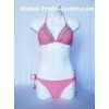 OEM womens swimwear pink color polyester swim suit with sew - in bra cup size XL, XXL