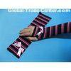 Fashion Custom Purple Black Stripe Eco-friendly Long Fingerless Gloves, Knitted Arm Warmer