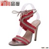 Studded Fringe Lace-up ankle tie fashion young girls party shoes high heels women sandals 2015 new d