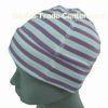 Summer knitted hat for kids or babies, jersey stripes fashionable style, made of cotton jersey