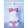 Custom plus size womens pink color polyester swim suit, swim wear for ladies