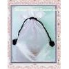 White Organza Drawstring Pouch With Stamp Printing Water Resistant