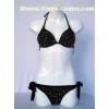 Polyester swim suit with metal studs side - tie bottom for ladies, women sexy swimsuit