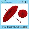 red Long plastic crook handle pagoda umbrella