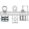 Stainless Steel Swivel Eye Pulley with flat shoulder and double wheels (rigging hardware)