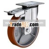 45 European type polyurethane industrial double brake polyurethane ball caster