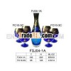 wine set/blue glass with 100%pure gold decoration/ hand drawing/FSJ04-1A