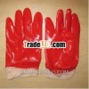 Red PVC Gloves,Interlock Liner,Smooth Finish PG1512-1