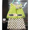 Factory Hot Selling Summer New Style Wave Point Splicing Chiffon Bow Dress